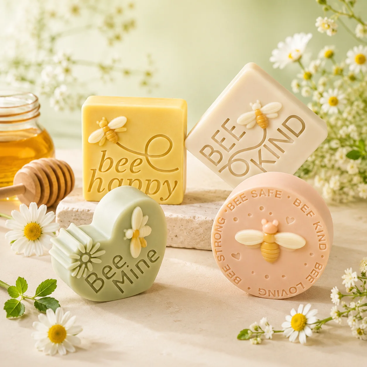 3D Bee Quote Silicone Mold Bee Happy Bee Kind Bee Mine Candle Mold for DIY Soap Resin Plaster Handmade Crafts and Honey Bee Gift