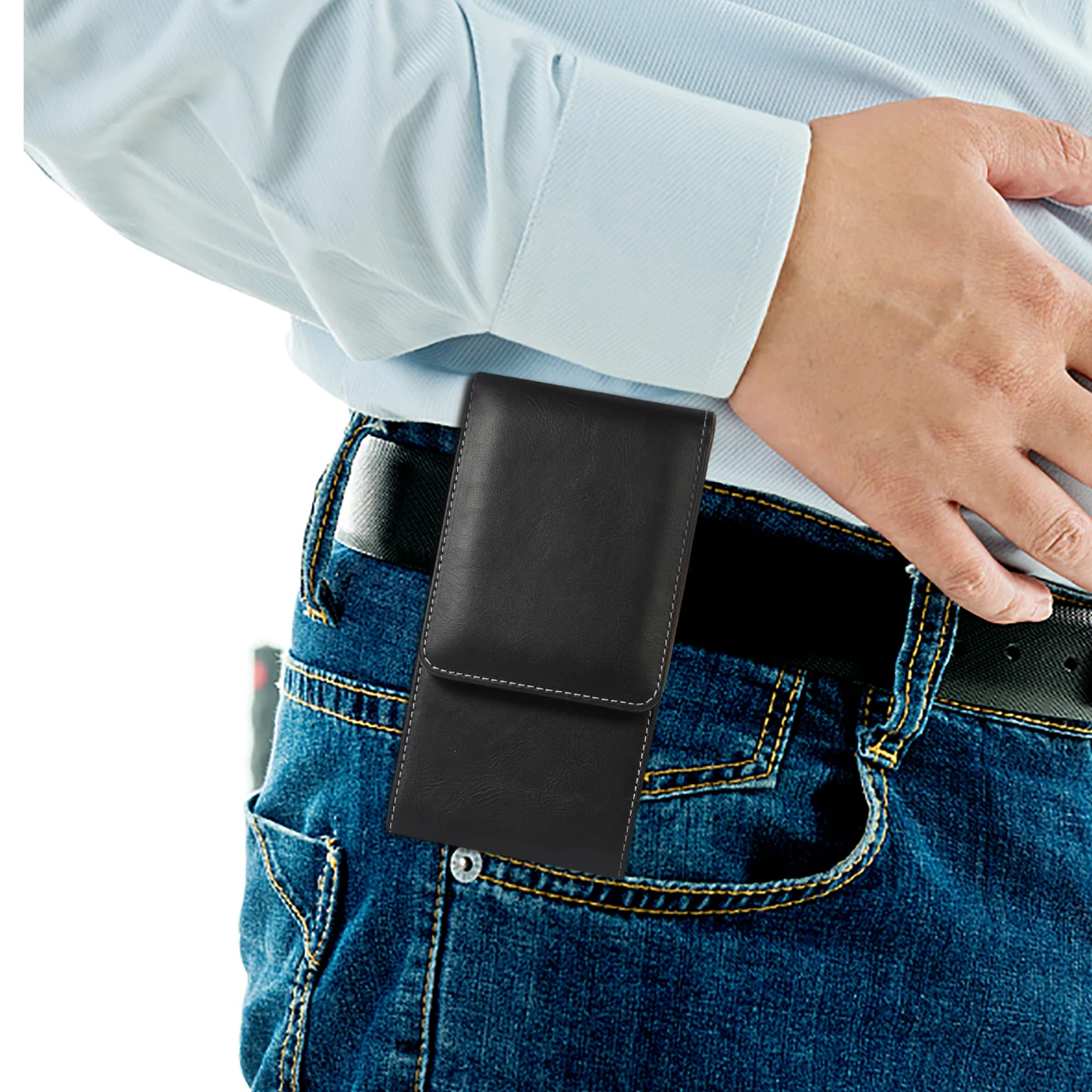 Leather Dual 2 Pouch Two Mobile Phone Belt Clip Case Holder For iPhone 16 15 13 Samsung Xiaomi Redmi Man Tool Waist Bag Holster