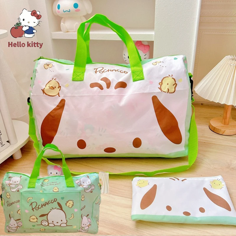 New Sanrio Kuromi Luggage Bag Hello Kitty My Melody Cinnamoroll Ultra Light Large Capacity Portable Folding Travel Luggage Bag