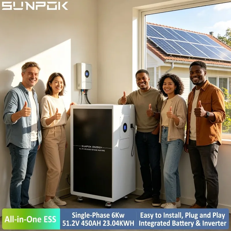 All-in-One 51.2V 450Ah Mobile ESS Home Solar LiFePO4 Battery Pack 23kWh Built-in Off-grid 6KW Inverter CAN Communication