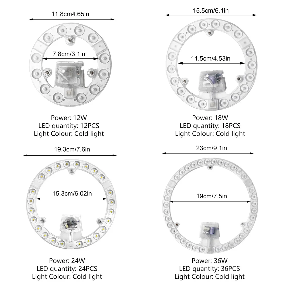 원형 램프 천장 선풍기 벽 램프 교체용 LED 패널 보드, 원형 모듈, 220V, 12W, 18W, 24W, 36W