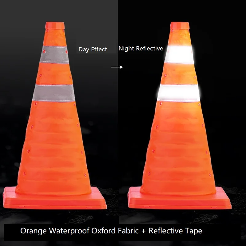 69cm High Orange Retractable Reflective Cones Barrier Reflective Signs for Traffic Control And Safety