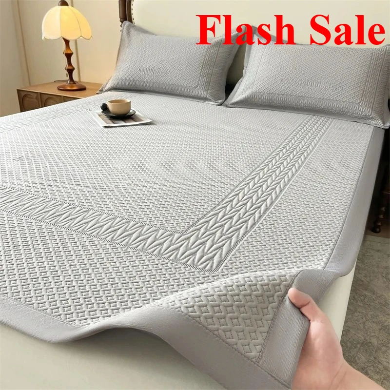 جديد الربيع والصيف نسخة كبيرة جديدة الهيل الجليد الفول حصيرة ثلاث قطع مجموعة الجليد الحرير حصيرة آلة قابل للغسل للطي حصيرة لينة #2