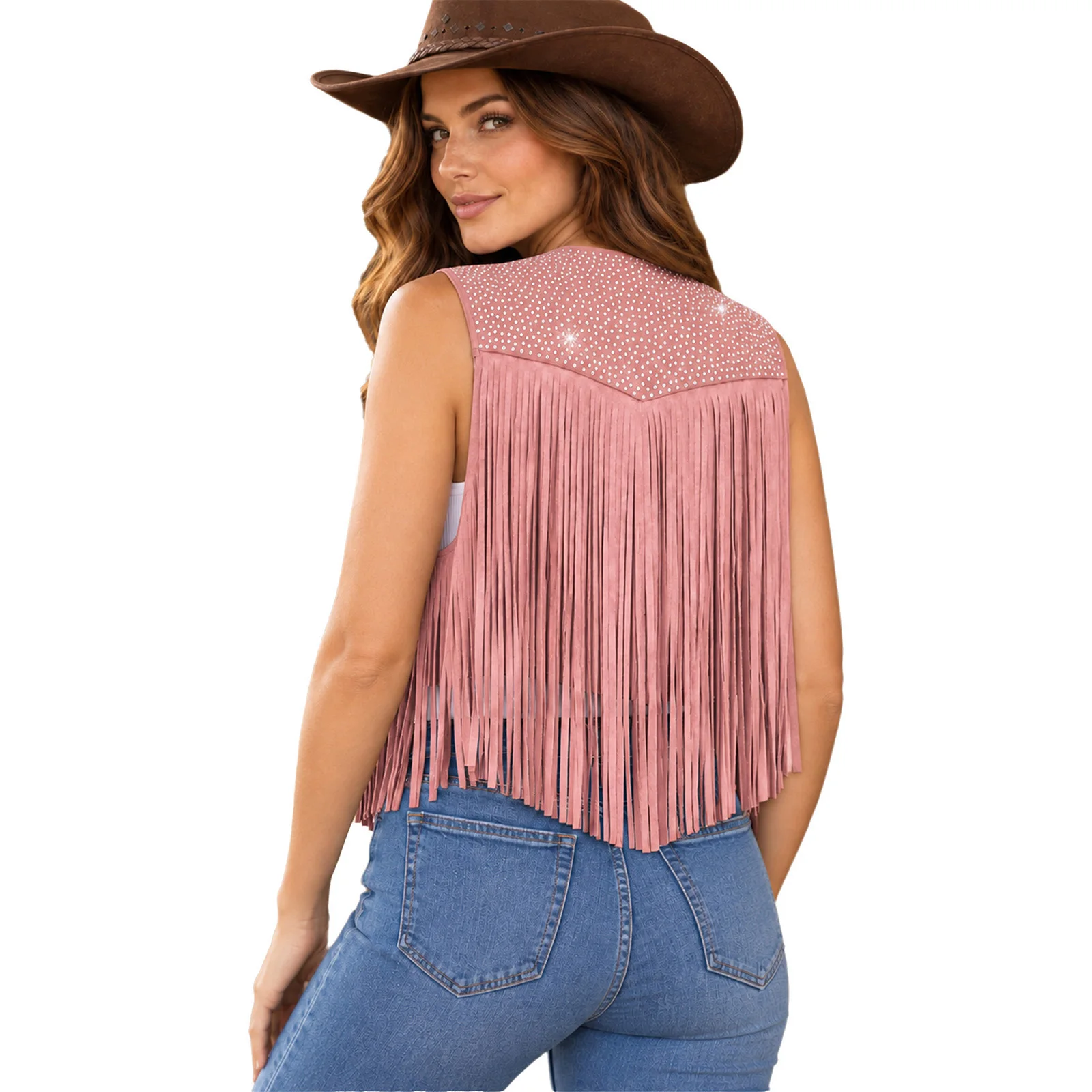 Gilet Cowgirl à Franges et Strass Femme – photo 8