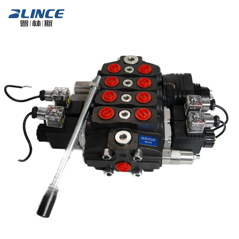 Blince SD8 Series 90LPM 23.7gpm yanmar Kubota Tractor Loader  Joystick  2 Spool Bank Hydraulic Directional Control Valve