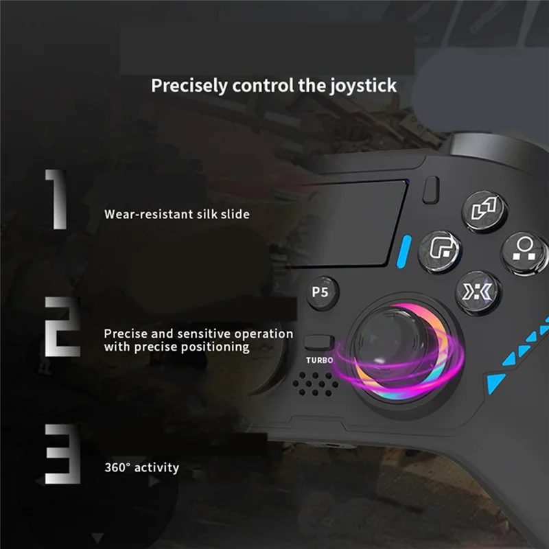 ABSQ-para controlador P5 RGB para consola PS5/4/PC, mando con cable con vibración duales Turbo, sin retraso, conexión instantánea, control A