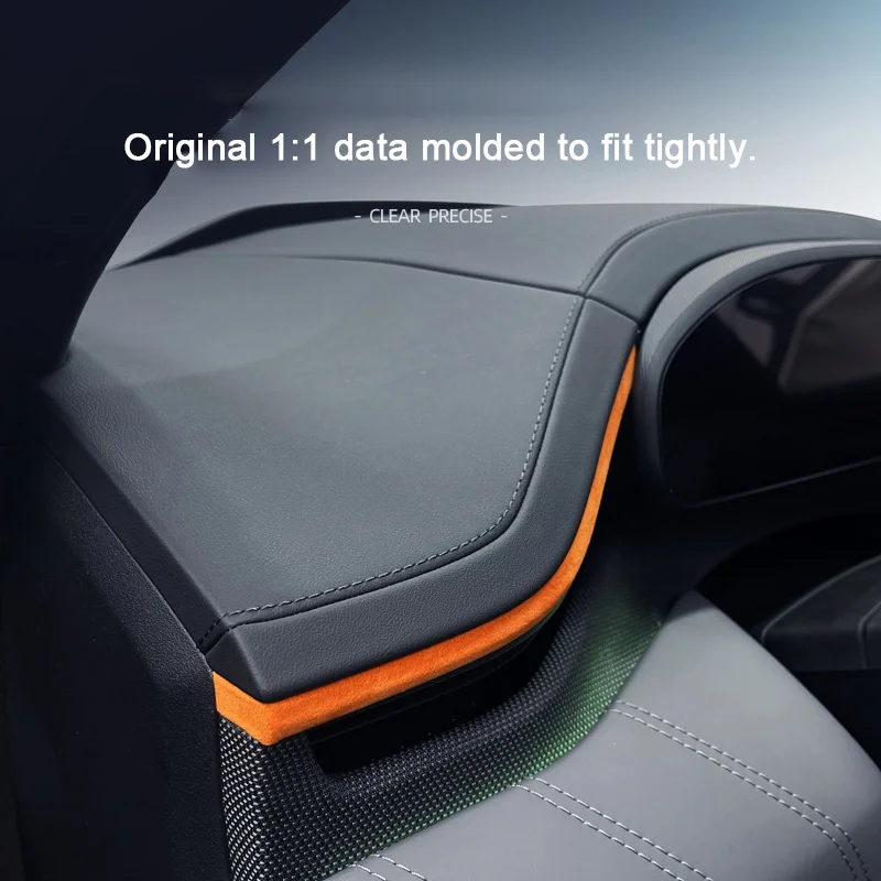 

Italy Suede Leather Overlay Interior Instrument Panel for Zeekr 001 2024 2025 Car Dashboard Decor Chrome Trim Strip Stickers