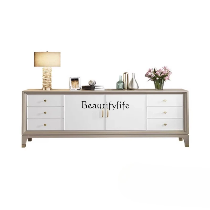 

American light luxury post-modern simple solid wood TV cabinet French floor cabinet
