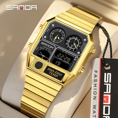 Imagen 2 del producto SANDA, reloj electrónico de ocio para hombre a la moda, termómetro multifuncional, cronómetro, cronómetro, reloj electrónico para hombre 3192