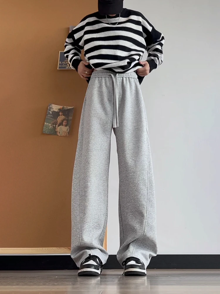 

Модные мужские повседневные брюки прямого кроя с высокой талией, удлиненные, осенне-зимние, в американском уличном стиле