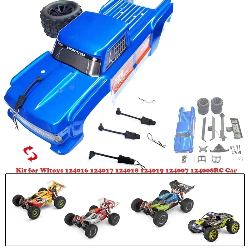 for wltosy 144001 144002 144010 rc car fat body truck body with tail wing  tires set accessories parts