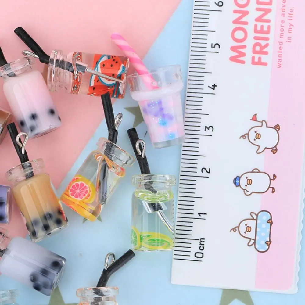 20pcs Milk Tea Bottle Resin Slime Charms Cream Gel Flatback for Croc Shoes Accessories Hair Clip Cute Pencil Case Decor Kids Toy