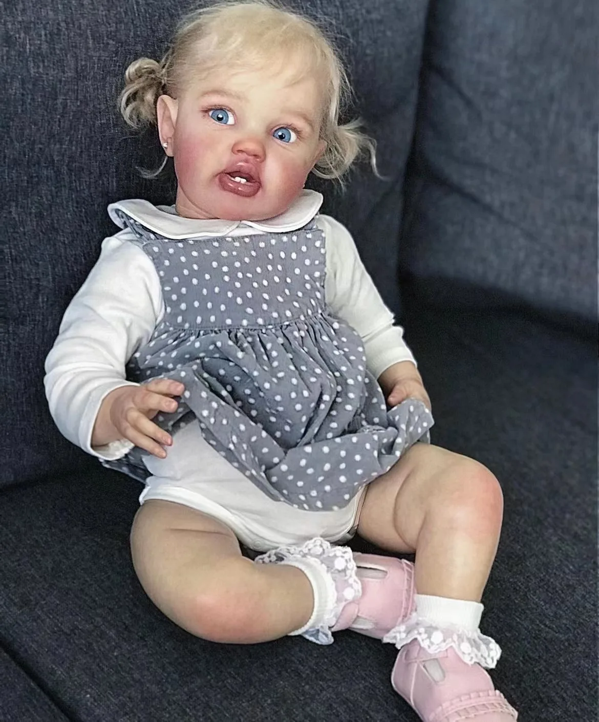 FBBD-Muñeca Reborn Baby Lottie de 60cm, muñeco con pelo enraizado a mano, niña enorme, regalo de Navidad, Suministro Limitado personalizado