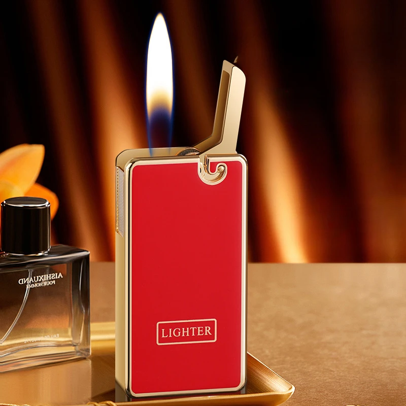 New Ejection Igniter Electroplated Three-dimensional Relief Inflatable Open Flame Lighter Creative Men\'s Cigarette Lighting Tool