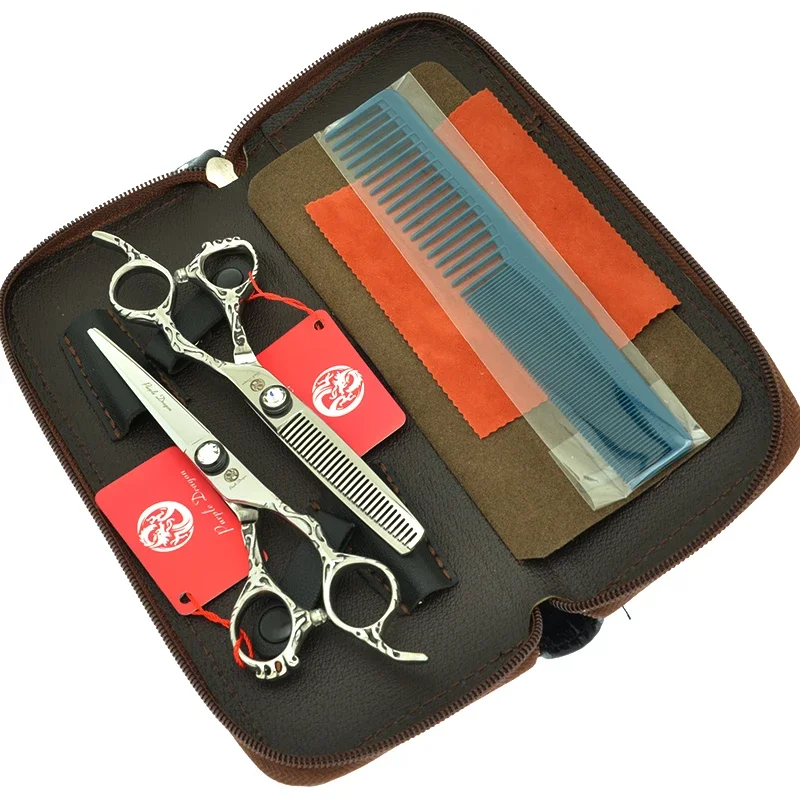 

Top Grade 6.0" Purple Dragon Hair Scissors Set Hairdressing Cutting Scissors Hair Thinning Shears Hair Tijeras 440c Steel A0073B