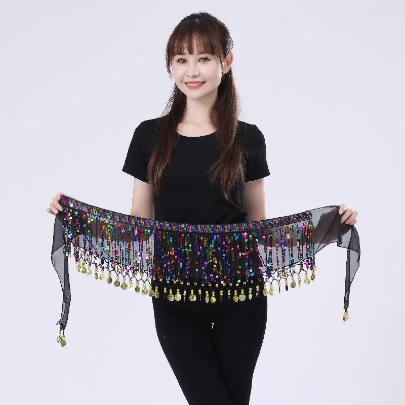 

Новая богемная поясная цепочка с пайетками и бахромой для танцев живота, индийский танцевальный пояс-шарф для сценических выступлений, мерцающий пояс-накидка, аксессуары