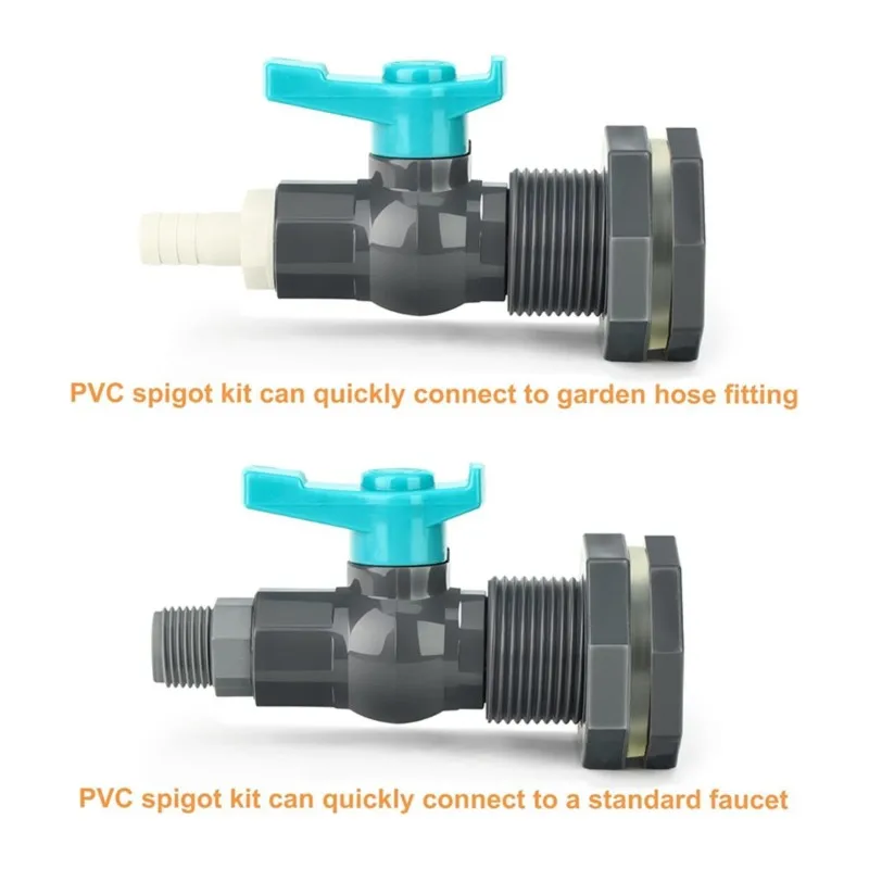 AB41-1Set Garden Irrigation 3/4 Inch Rain Barrel Divider With Faucet Switch And Hose Adapter Kit,Not Easily Spoiled