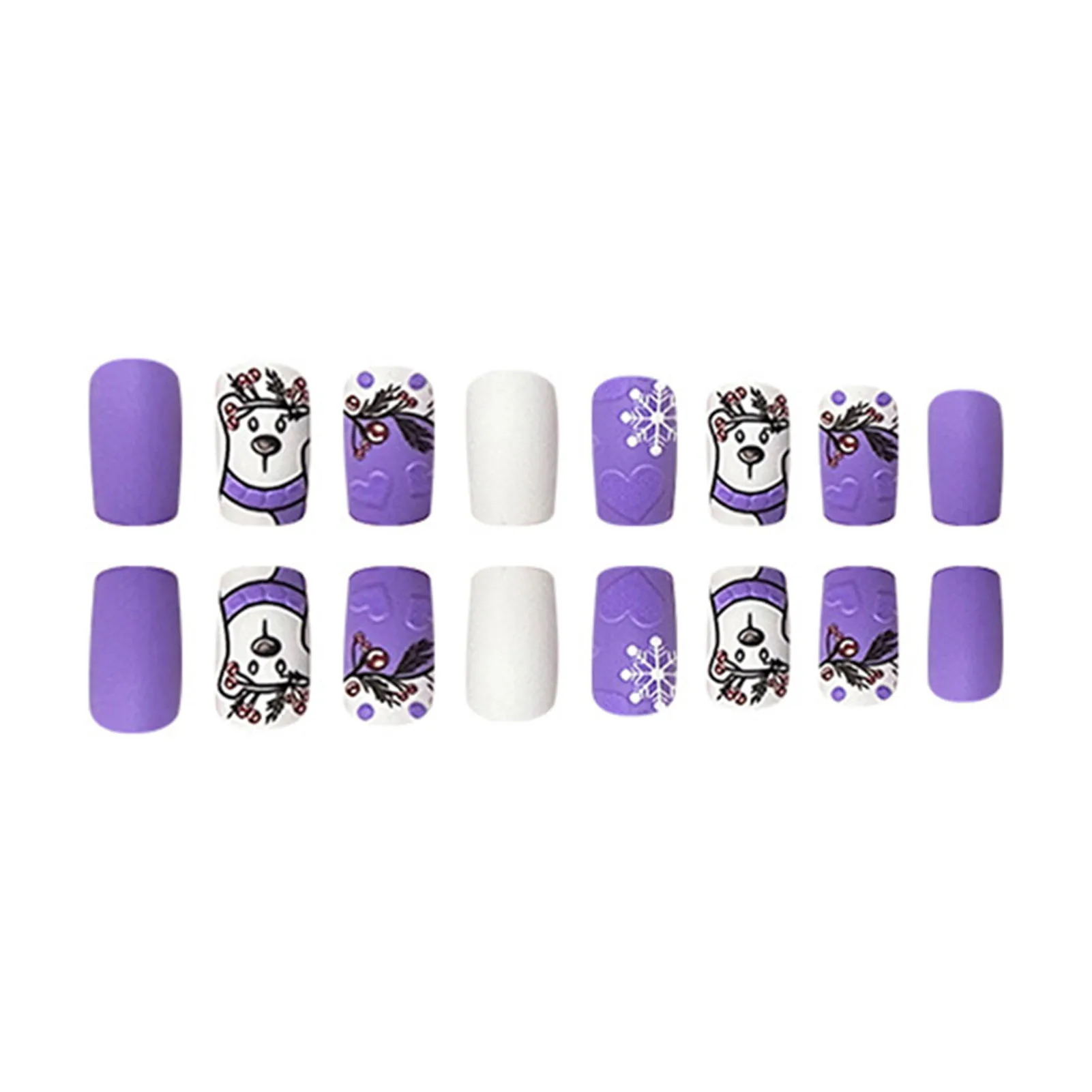 Women's Nail Art Fake Nail Long Lasting Removable Cartoon Bear Artificial Nail for Women and Girl Nail Salon at Home