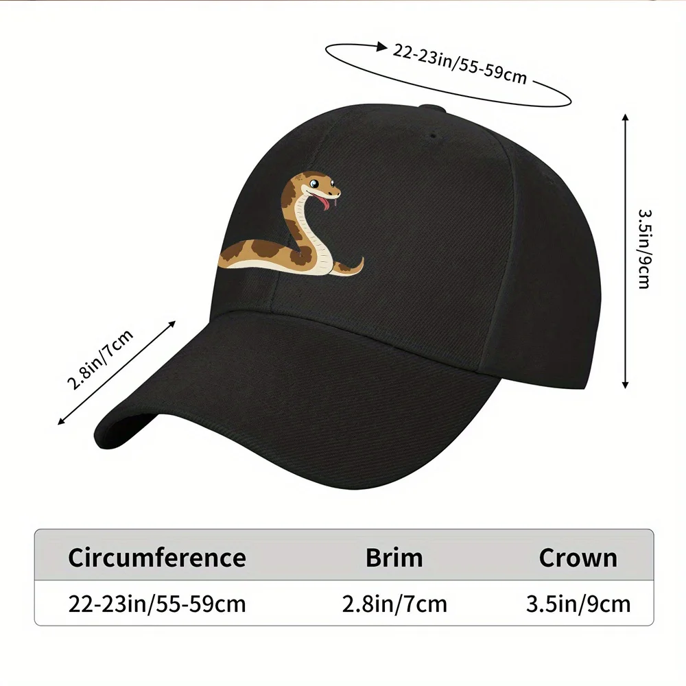 Cute Cartoon Snake Baseball Cap Unisex Adjustable Polyester Graphic Hat for Outdoor Casual Sports