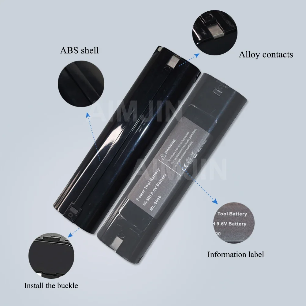 Substituição de bateria NI-MH de 9,6 V 3000mAh para Makita 9000 9002 9033, 6095D 6096D 6093D 6012HD DA391D 5090D 4390D 5090D 8402VD ML902