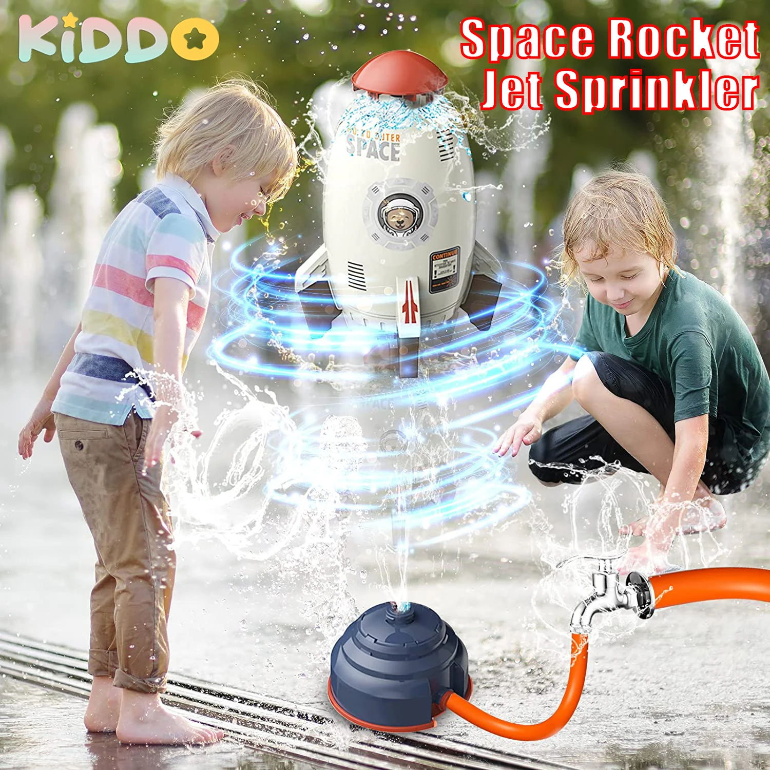 Irrigatore pistola ad acqua Yard Space Launcher Blaster Spinning Flying Splash Water Amusement giocattoli all'aperto regali per la giornata dei bambini