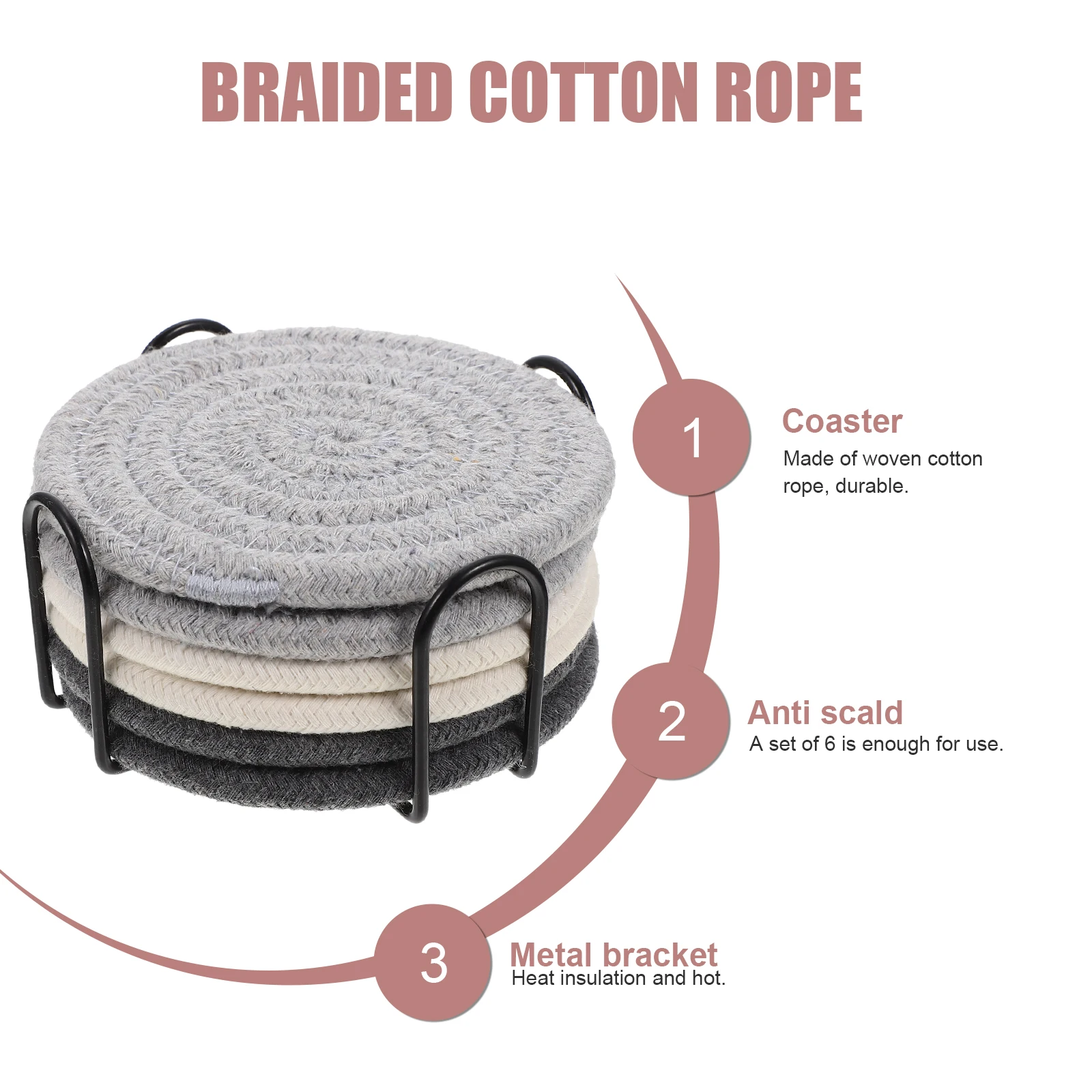 

Cotton Placemat Set Woven Coasters for Dining Table Home Accessories Thick Anti Scald Protective Desk Mat Brackets