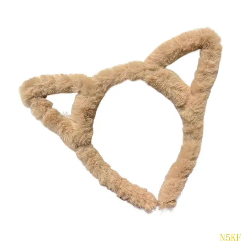 N5KF Sweet Kitten Ears Hair Hoop Eye-catching Cosplay Stylish Leopard Print Headwear