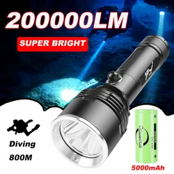 Super Bright Diving Flashlight Professional Underwater Diving Torch Powerful XHP300 Spotlight IP8 Waterproof Scuba Diving Light