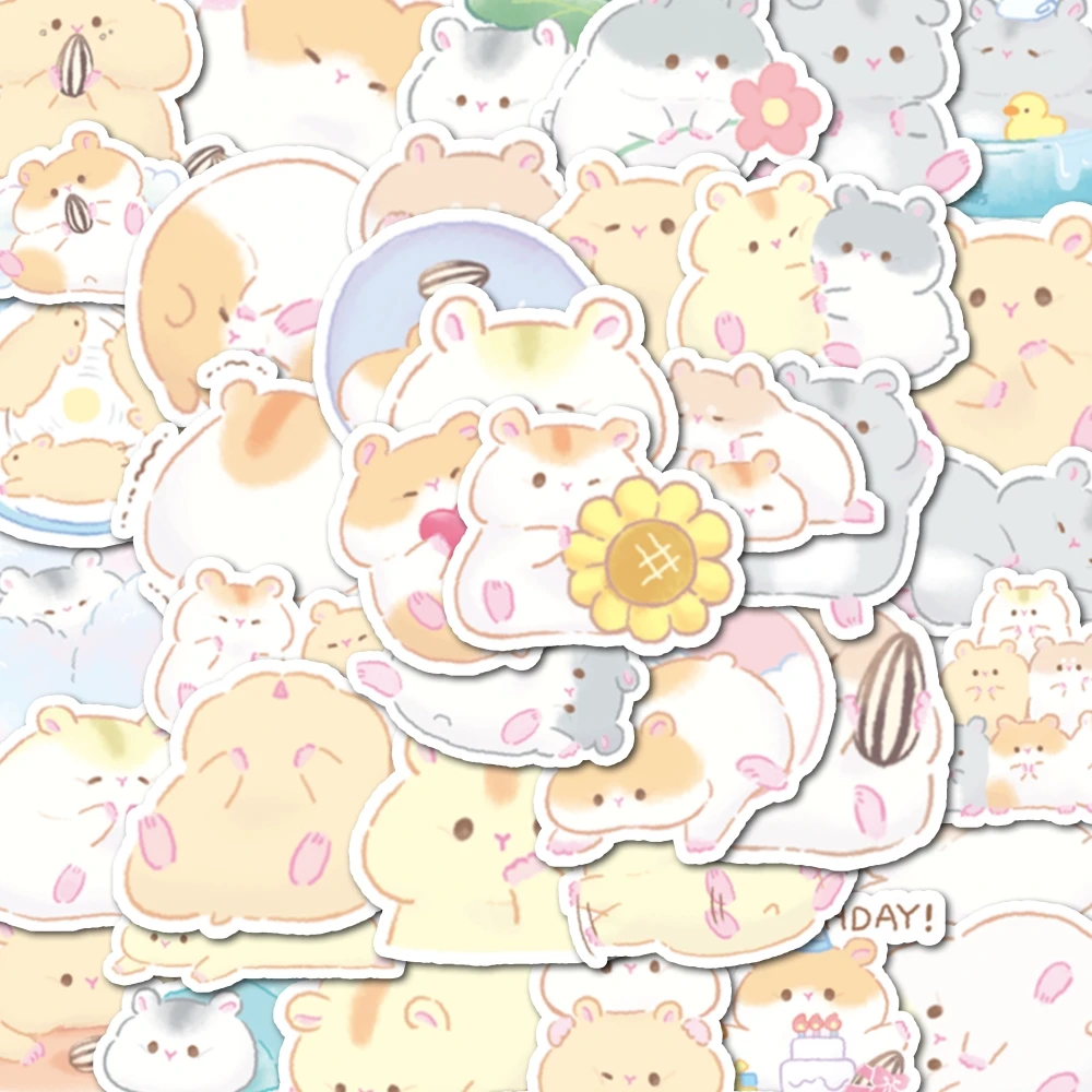 40pcs Cute Pet Cartoon Little Hamster Stickers Self-Paste, Can Be Used To Decorate Notebooks, Mobile Phone Cases, Computers, Etc