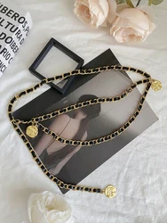 Black Leather Luxury Brand Belts for Women Waist Belt Vintage Flower Jewelry