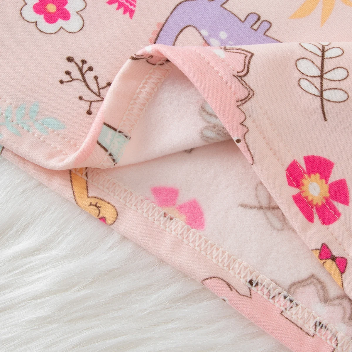 2-teiliges Set aus süßer und niedlicher bedruckter, warmer und dicker Unterwäsche für Mädchen im Herbst und Winter, bequemes langärmeliges Hausset – Detail 11