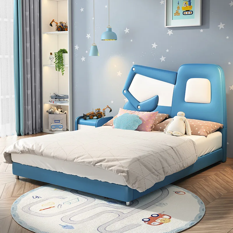 Children's bed with guardrail slide project new teenager excavator boy