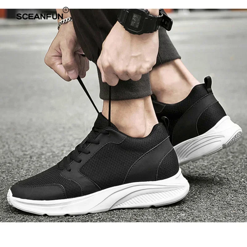 Men casual sneakers elevator shoes summer fashion breathable mesh heightening shoes for men 8cm 6cm Tenis Masculino para hombre