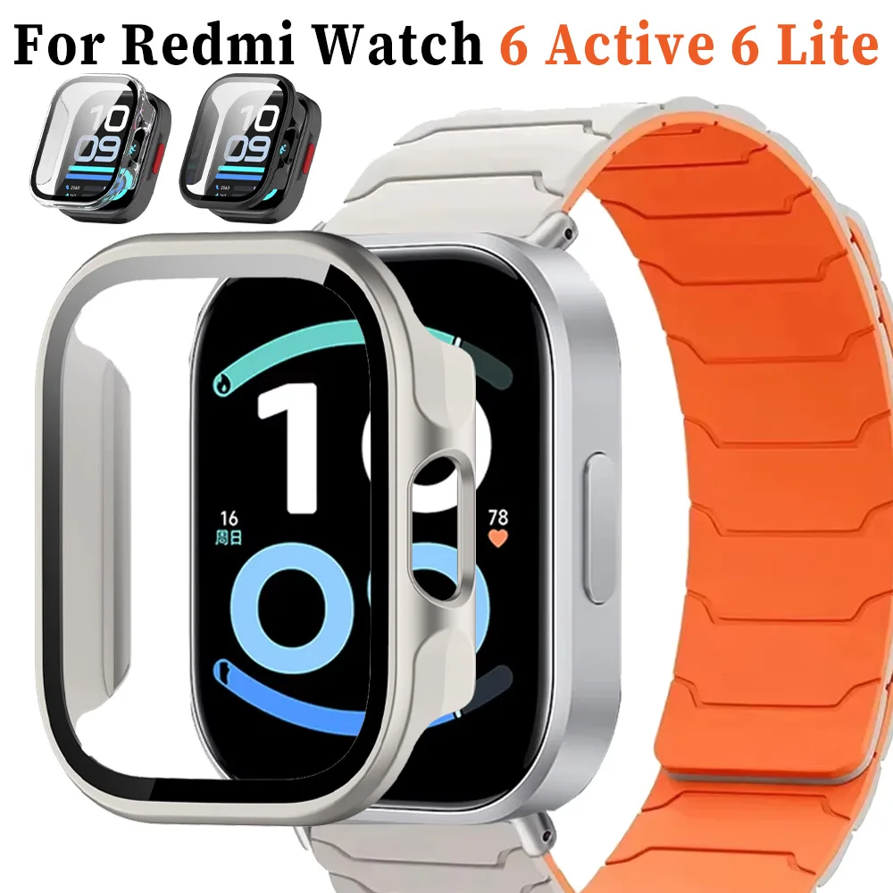 Tempered Glass+PC Case For Redmi Watch 6 Active 6 Lite Anti-fall 360 Full Covering Protective Shell For Redmi Watch Accessories