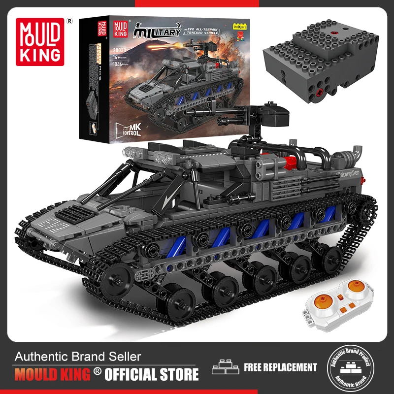 

Mould King 20030 Military Tank Building Block Remote Control EV2 All-terrain Tracked Vehicle Model Assembly Car Brick Kids Gift