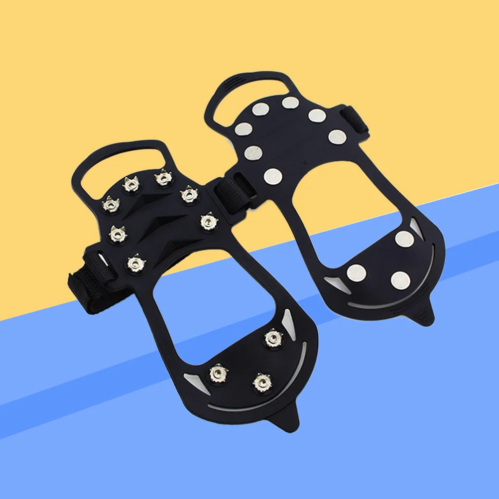 

1Pair High-Density Manganese Steel Crampons 10 Claws Non-Slip Ice Spikes Adjustable for Hiking Climbing