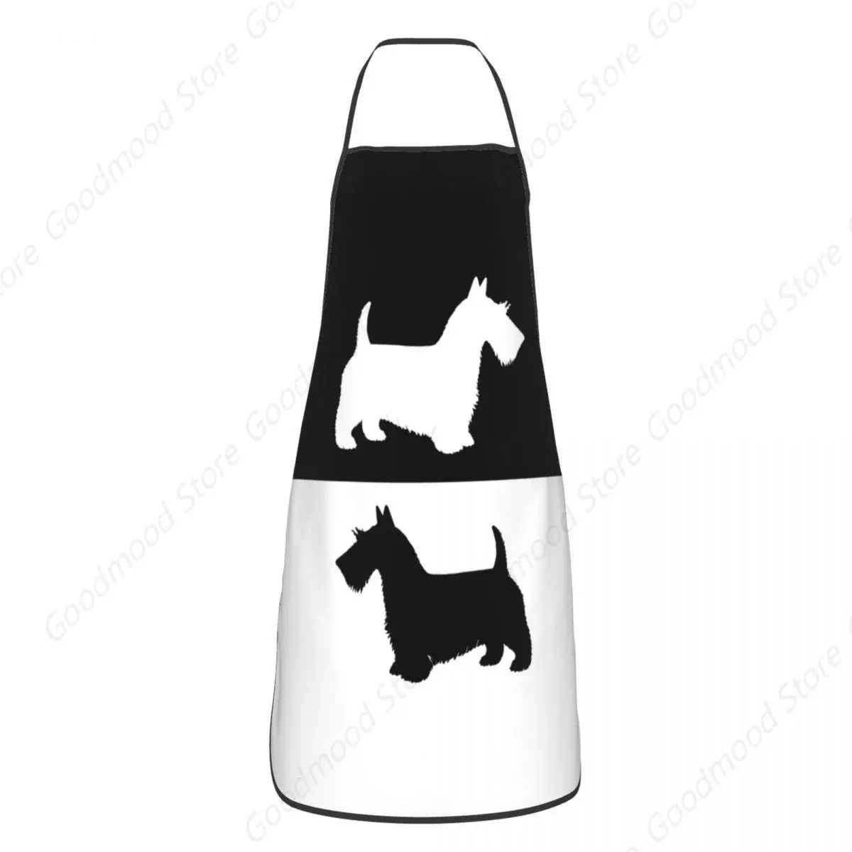 Black And White Scottish Terrier Apron for Women Men Unisex Bib Scottie Dog Cooking Kitchen Tablier Cuisine Chef Painting