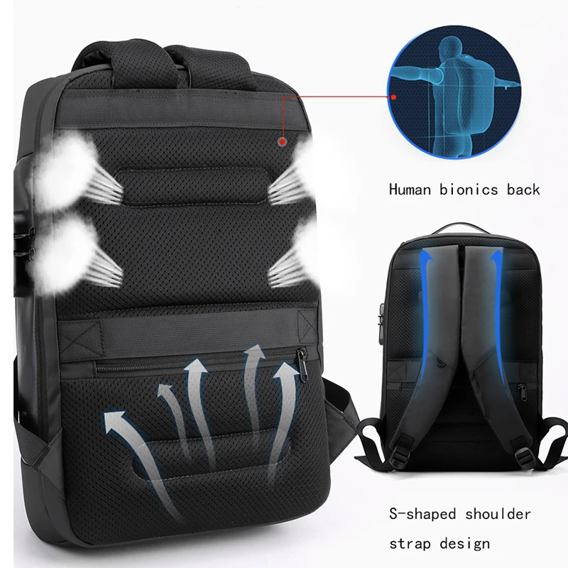 Homens Anti-roubo 15.6 Polegada Mochilas Laptop Waterproof Notebook Pack USB Nylon Schoolbag Sports Travel School Bag para Masculino Feminino