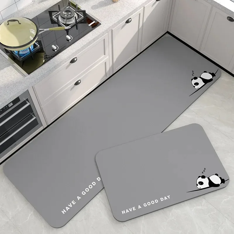 

Kitchen Floor Mat Gray Carpet Waterproof Oil-proof Foot Mats Pvc Leather Non-slip Long Rug Home Decoration Alfombra De Cocina