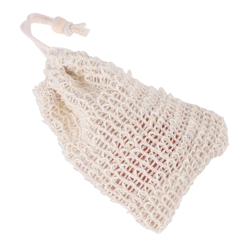 30er Pack natürlicher Sisal Seifen beutel Peeling Seifensc honer Beutel halter mit Holz perlen