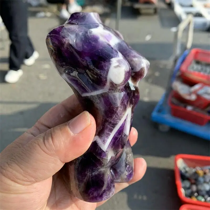 

15 см натуральный мечта аметист леди резьба по телу Рейки целебный камень домашние украшения Декор праздничный подарок 1 шт.