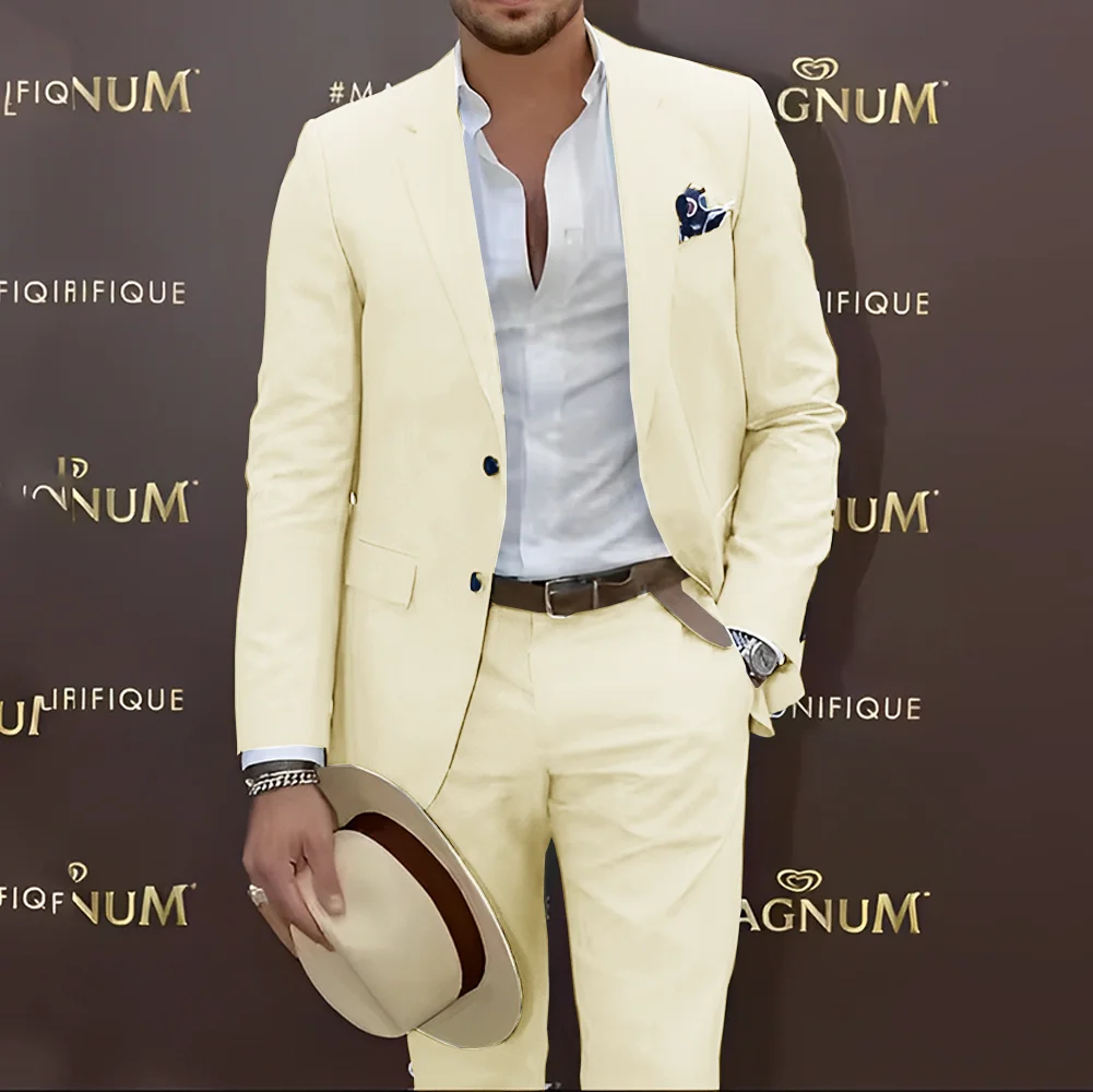 Hot Summer Men's Suits 2 Piece Suits Prom Suits Notched Lapels Wedding Groomsmen Suits Tuxedos Dresses