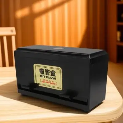 

1Pcs Pressing Type Straw Dispenser Box Compact Straw Storage Case Adjustable Outlet for Restaurant Snack Bar Coffee Shop Use