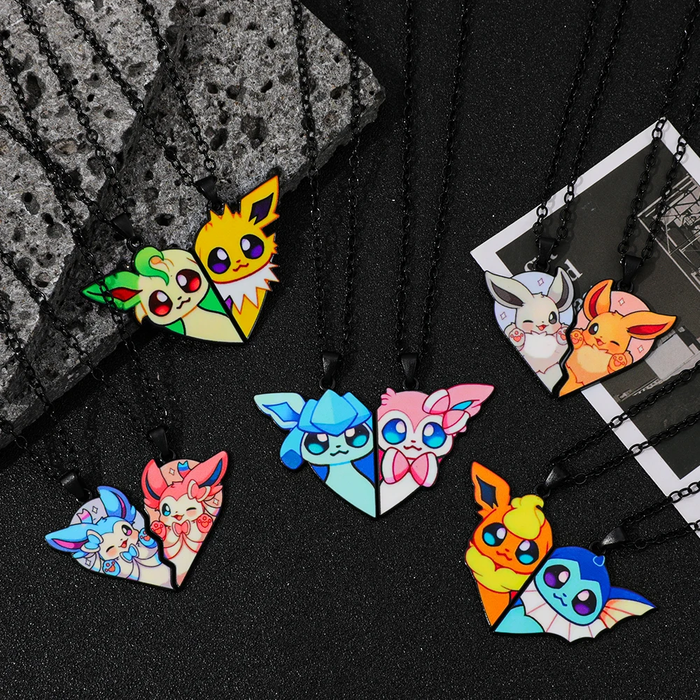 Kalung Liontin Anime Pokemon Eevee Leafeon Vaporeon Flareon Espeon Sylveon Jolteon Glaceon Love Splicing
