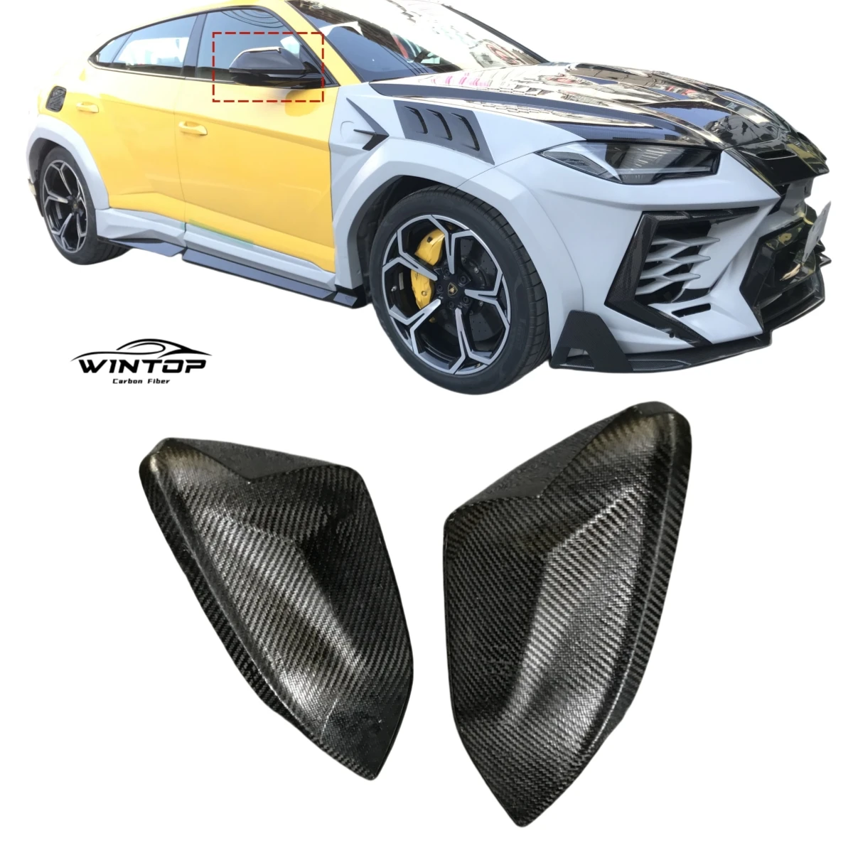 Add on MSR same style Urus rearview mirrors cover trim dry carbon fiber side mirrors caps for Lamborghini Urus 2018-2023