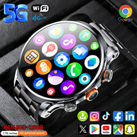 5G/4G Smart Watch 1.95 inch AMOLED 8GB+128GB RAM 500W Camera WatchSmart GPS WIFI Google APPS Download 1100mah Battery Smartwatch