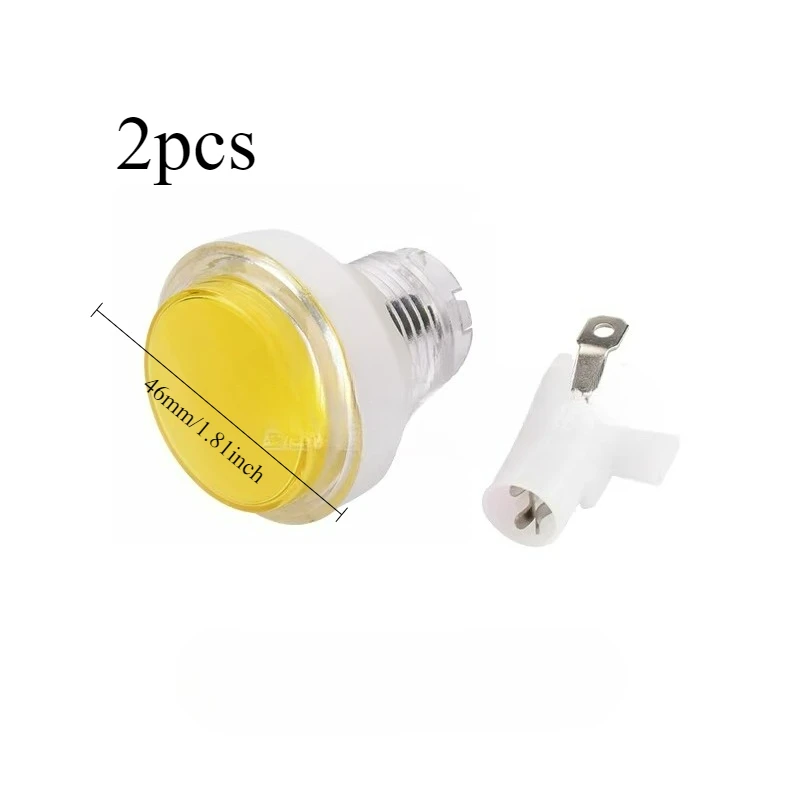 

2 шт. круглых прозрачных кнопочных переключателей 46 мм для аркадных автоматов, торговых автоматов, автомоек, кнопок запуска, игровых автоматов с призами