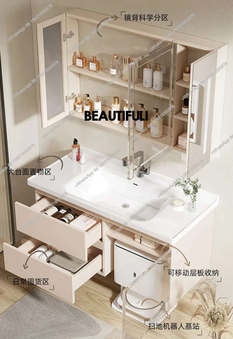 

Hot sales Nordic Organizer Bathroom Cabinet Luxury Washroom Home Mirror Bathroom Cabinet Vanity Toilet Organizer Tocador Unique