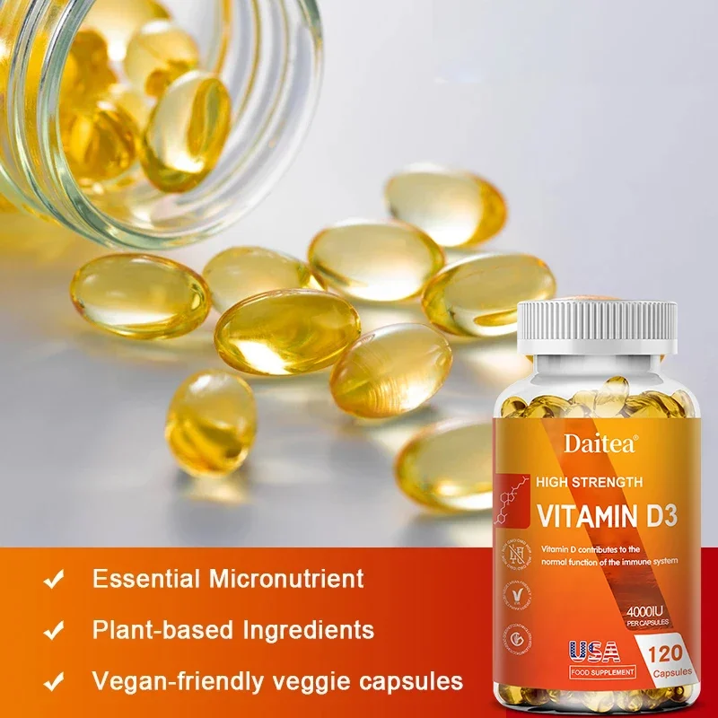 Vitamin D3 Capsules 4000IU Provide Immune and Bone Support and Promote Calcium Absorption