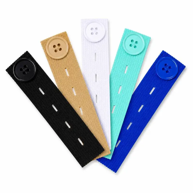 1~5pcs Adjustable Elastic Waist Extenders Belt Waistband Expanders For Men Women Trousers Jeans Pants Button Extenders